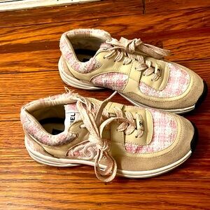 Women’s Chanel, Light pink beige sneakers, size 7.5M